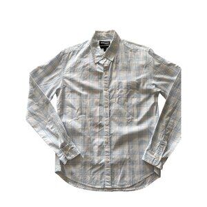 Bonobos Mens Shirt M Slim Fit Plaid Button-Down Long Sleeve White Blue